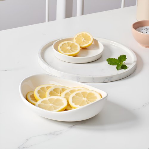 HBlife Fruit Bowl for Kitchen Counter - 2 Tier Fruit Basket with Metal Stand, Ceramic Fruit Holder, Tiered Fruit Platter Serving Trays for Party(Large Size)
