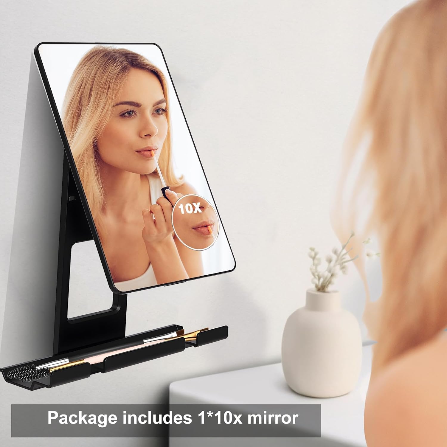 FKEBGDSU Shower Mirror,Mirror for Shower with Razor Holder,Adjustable Shower Shave Mirror for Men and Women,NO-Drilling,Removable,Shatterproof &Waterproof with 2 Adhesive Hooks