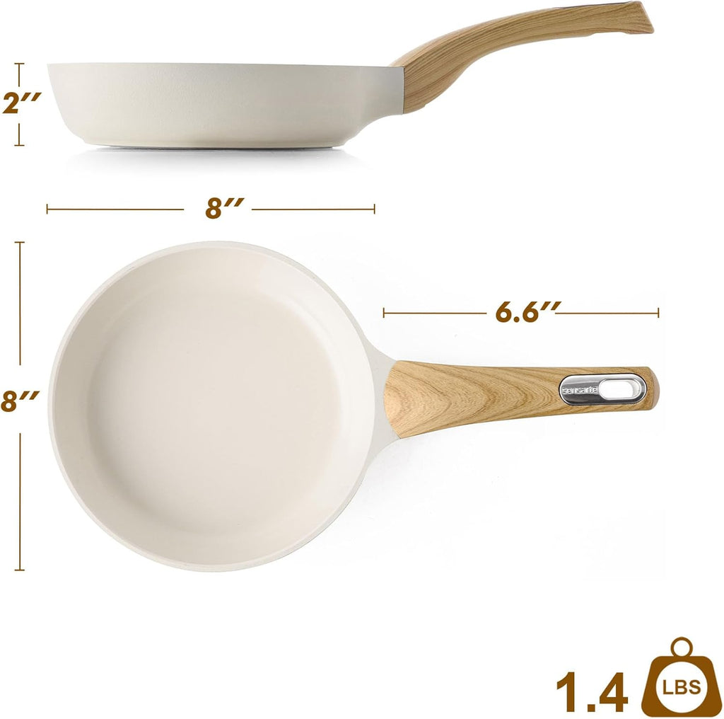 SENSARTE Nonstick Frying Pan - 8 Inch Healthy Omelette Skillet | PFOA Free White Cookware