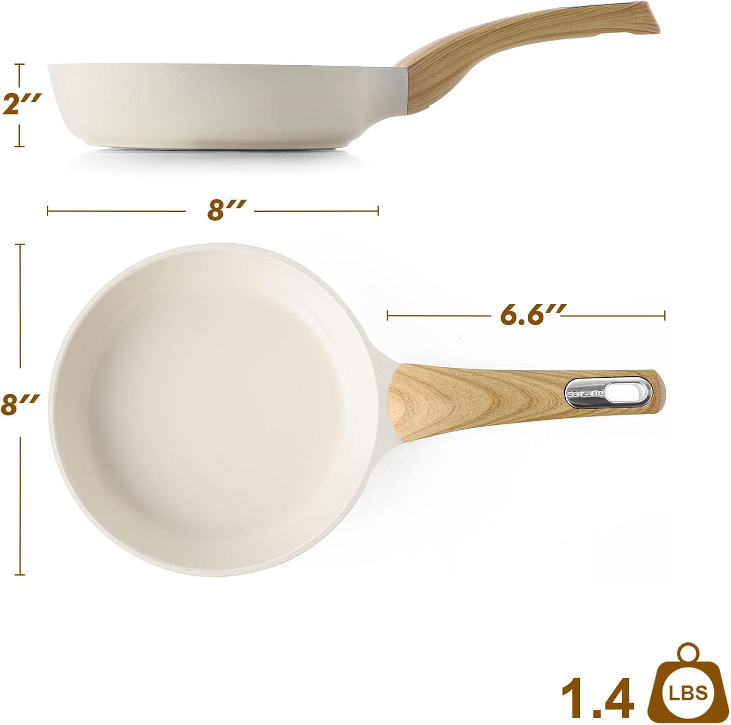 SENSARTE Nonstick Frying Pan - 8 Inch Healthy Omelette Skillet | PFOA Free White Cookware