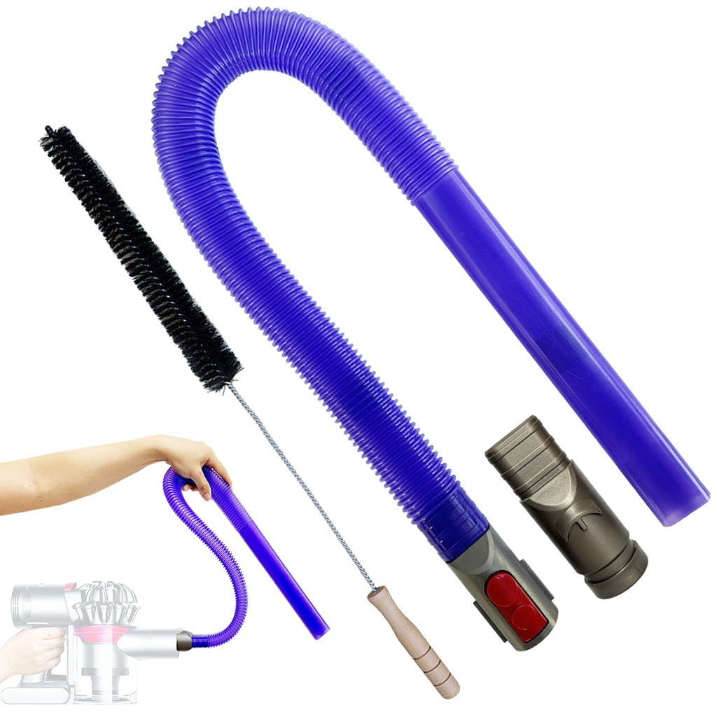 Vacuum Accessories & Attachment Compatible with Dyson V7 V8 V10 V11 V15 V6 DC58 DC59 - Dryer Vent Cleaner Kit & Refrigerator Condenser Coil Brush- Flexible Crevice Tool for Small Crevice