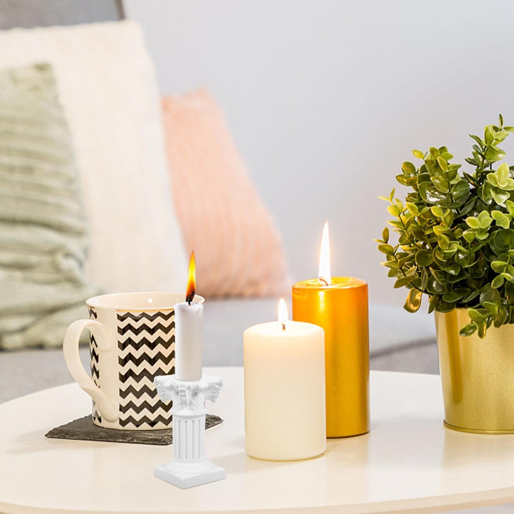 TOYANDONA Roman Pillar Statues - Elegant Greek Columns Candle Holders | 2-Piece White Resin Set