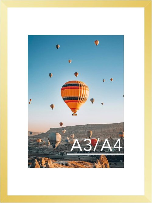 JCJMY A3 Gold Picture Frame - Versatile Display for 8.3x11.7 or 11.7x16.5 Photos | Wall Hanging with Plexiglass