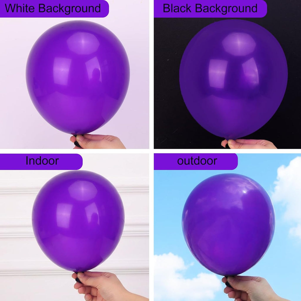 RUBFAC Dark Purple Balloons - 129-Piece Latex Balloon Garland Kit for Weddings & Parties | 5-12 Inch Sizes
