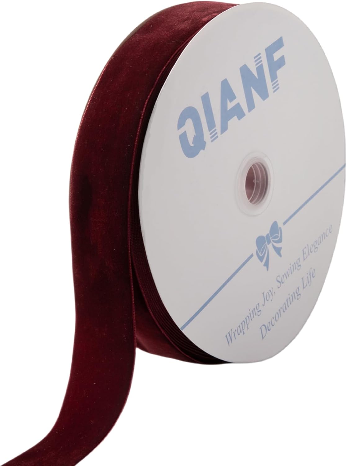 QIANF Velvet Ribbon - Luxurious 1.5-Inch Wide by 25-Yard Spool in Elegant Burgundy Color