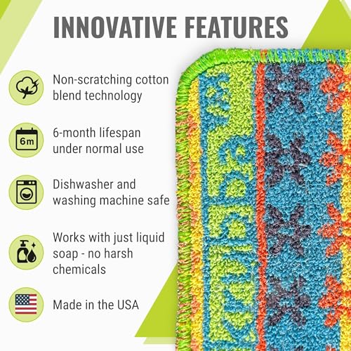 Wet-it! Skrubba 3-Pack Reusable Dish Scrubbers – Eco-Friendly Non-Scratch Kitchen Sponges