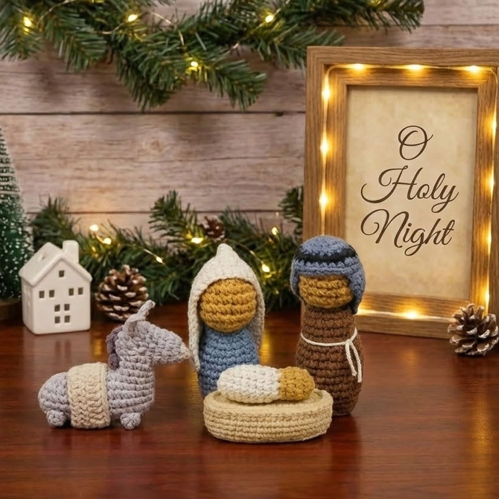 OASSIE Nativity Set - Handmade Crochet Christmas Decorations | Indoor Christian Gifts for Home Decor