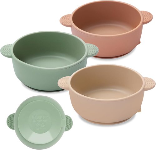 Eascrozn Baby Bowls - 3 Pack Suction Bowls for Toddlers | BPA-Free Silicone, Dishwasher & Microwave Safe, Multicolor