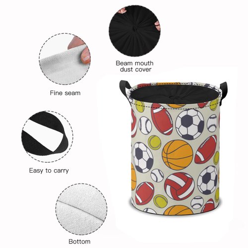 Storage Baskets- Football Pattern Foldable Laundry Hamper Fabric Organizer Storage Bins with Handles for Shelves, Closet, Nursery, Laundry, Toys