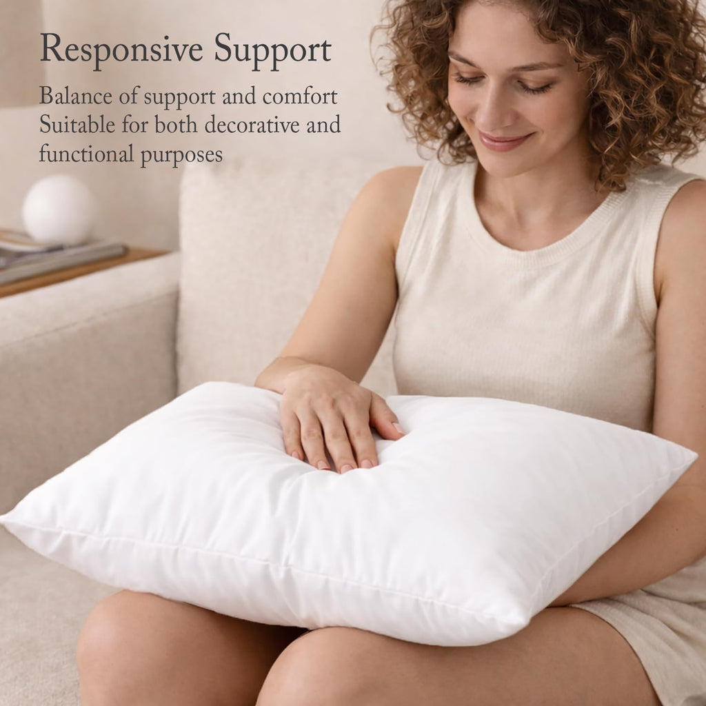 Puredown® Decorative Feather Down Throw Pillow Inserts - Set of 2, White | Machine Washable, 18 x 18 Inches