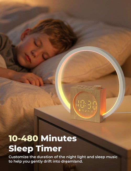 LIORQUE Sunrise Alarm Clock, Wake up Light with White Noise for Heavy Sleepers, Adjustable Sleep Timer, Volume&Brightness, Night Light with Dynamic Colors, 30 Sleep Sounds for Baby Kids Adults