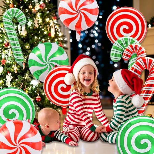 Red Candy Christmas Decorations Set with Balloons for Holiday Party