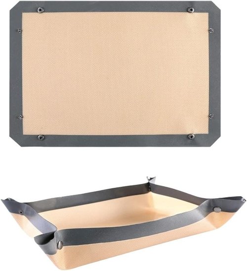 CANDeal Silicone Fiber Baking Mat - Non-Stick & Leakproof Design with Snap Corners | 16.5x11.6 Inch