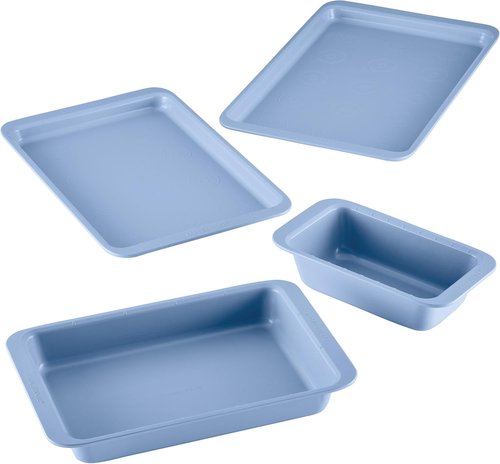 Farberware Nonstick Baking Set - 4 Piece Bakeware Set with Cookie Pans, Loaf Pan & Cake Pan - Blue