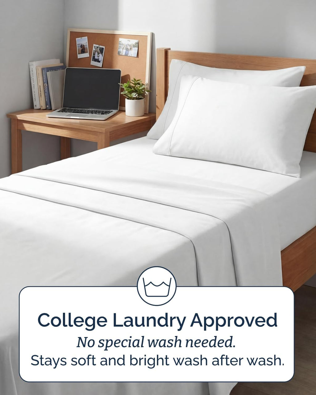 Skiennix Extra Deep Twin XL Sheet Set | 4-Piece Breathable Cooling Bedding - Soft, Wrinkle-Free White