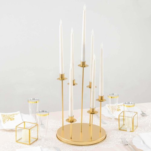 Efavormart 15" Tall Gold Metal Cluster Taper Candle Holder - Elegant Wedding Centerpiece Candelabra