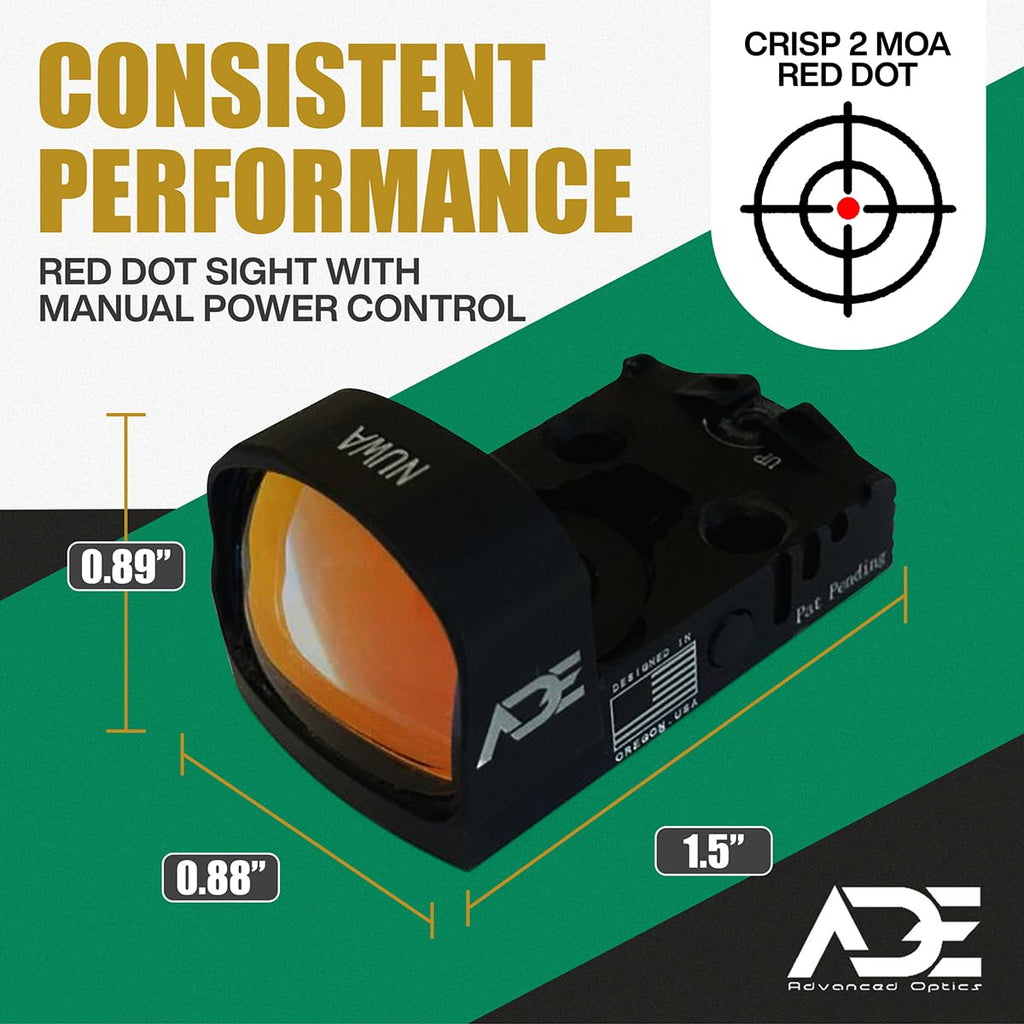 Ade Advanced Optics RD3-021 MOA NUWA Red Dot Sight-Compatible with Holosun 407K/507K Footprint- Works with Taurus GX4 Toro, TX22 Toro, Sig P365XL Spectre Comp, Canik Mete MC9 (Black Body)
