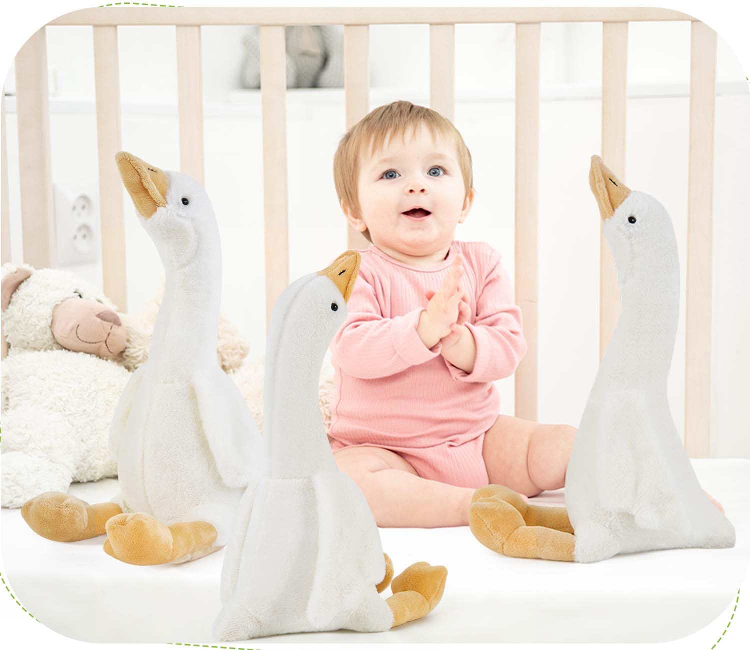 Heamoe 15.7" Swan Stuffed Animal, Cute White Fluffy Goose Duck Stuffed Plush Toy Hugging Pillow Gifts for Kids Birthday