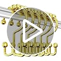 Gold Shower Curtain Hooks - 12 Pcs Rust Proof 304 Stainless Steel