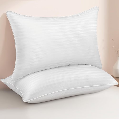 HEYCUZI Queen Size Bed Pillows - Breathable Down Alternative Pillows Set of 2 for Side, Back, and Stomach Sleepers Fluffy Cooling Hotel Quality Soft Microfiber Fill Premium Skin-Friendly