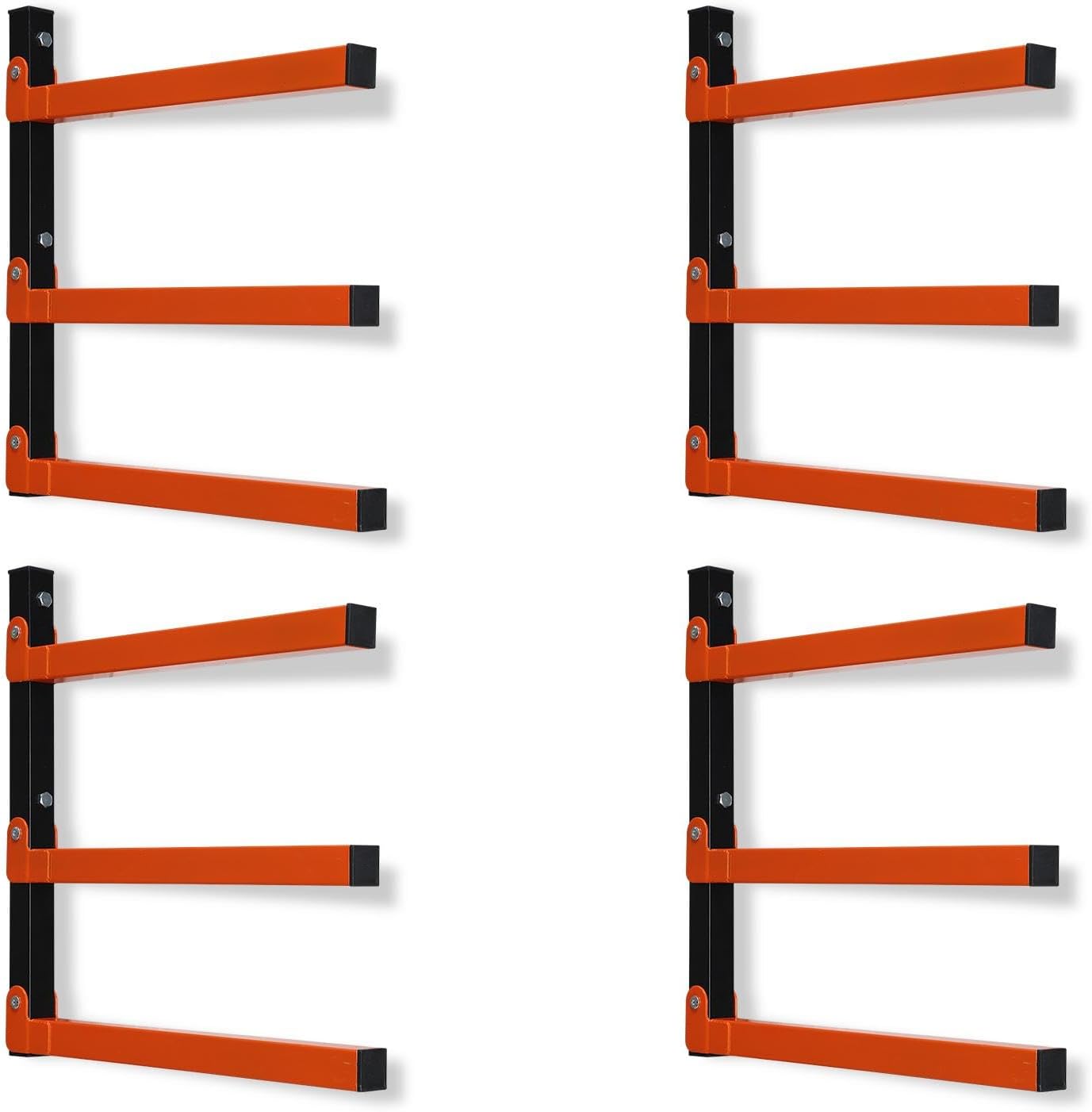 Metal Lumber Rack by [Brand Name] - Wall-Mounted Wood Storage Organizer | 4 Pack, Indoor & Outdoor Use, Orange