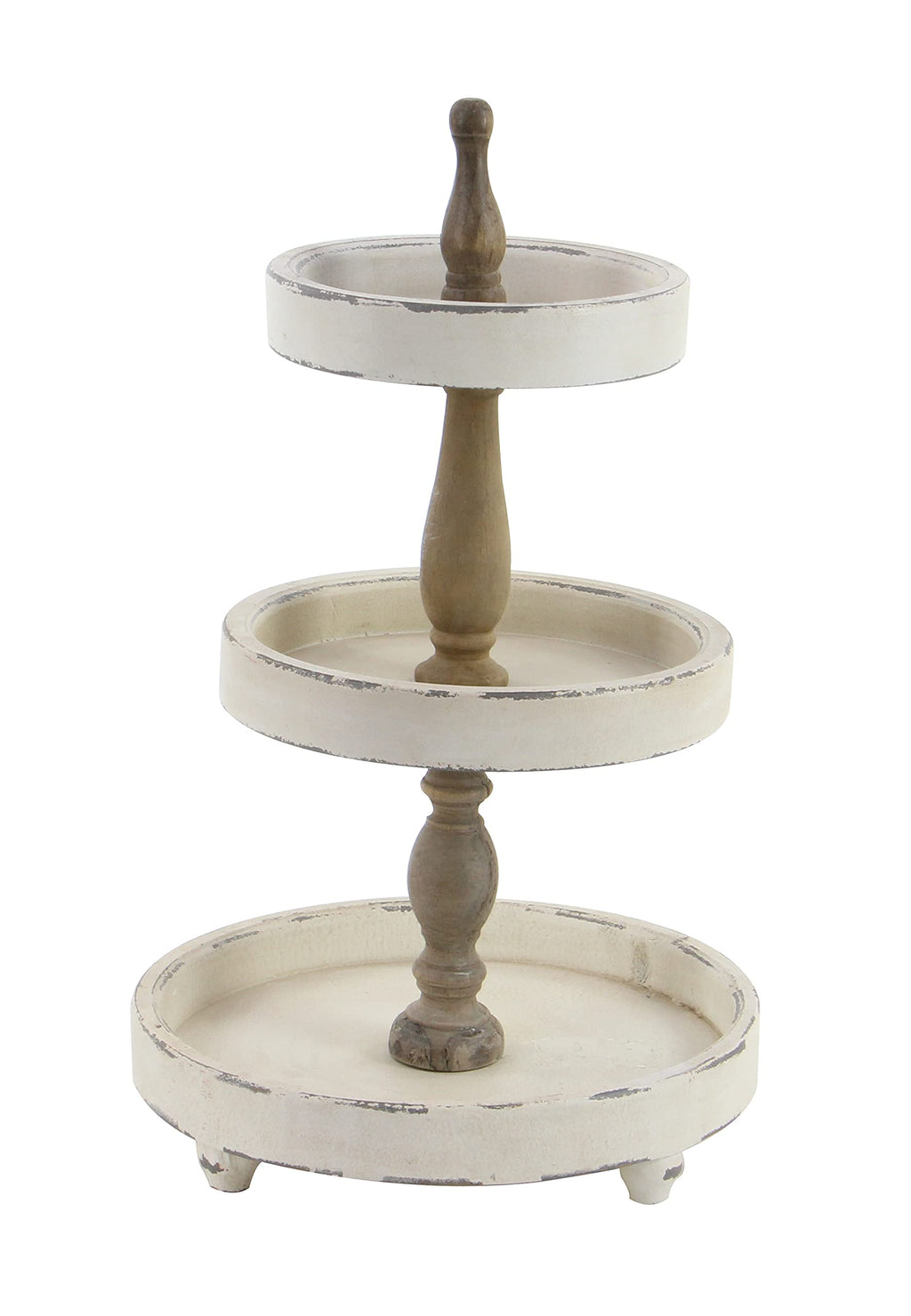 Deco 79 Wood 3 Tiered Tiered Server, 15" x 15" x 24", White