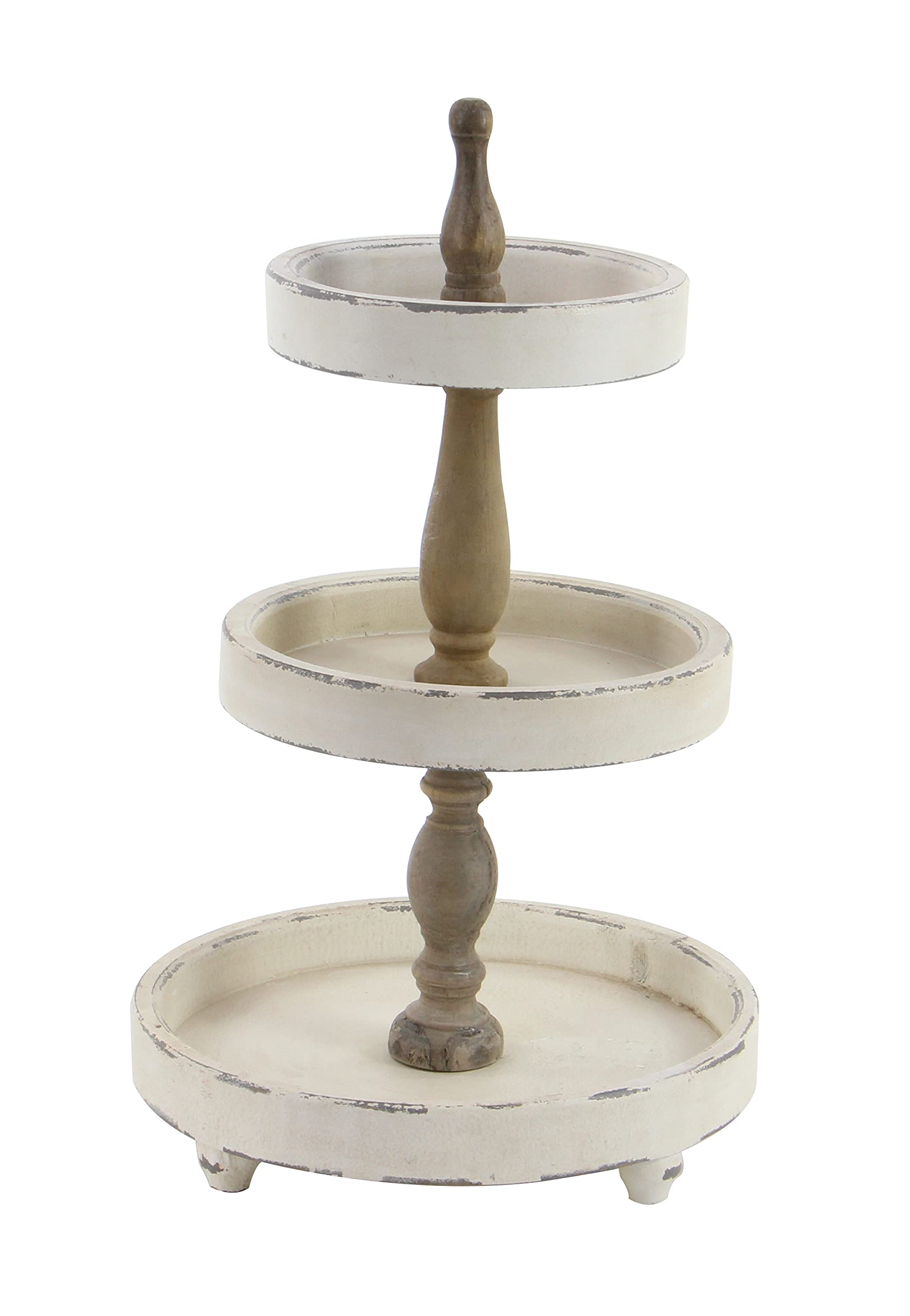 Deco 79 Wood 3 Tiered Tiered Server, 15" x 15" x 24", White