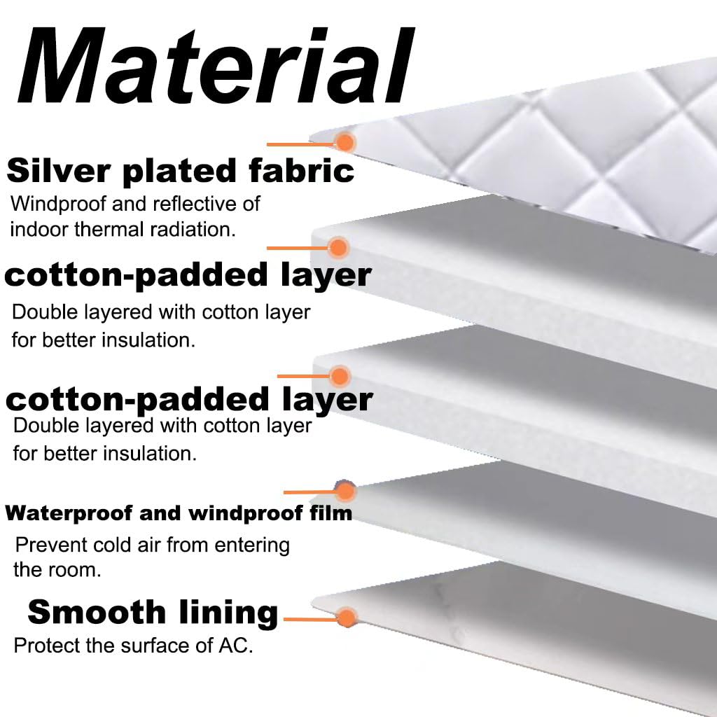 CHICHIBEBE Thickened Window Air Conditioner Cover Silver - Windproof Waterproof Insulated - AC Cover for Window AC Units Universal Cold air Block(XX-Large)