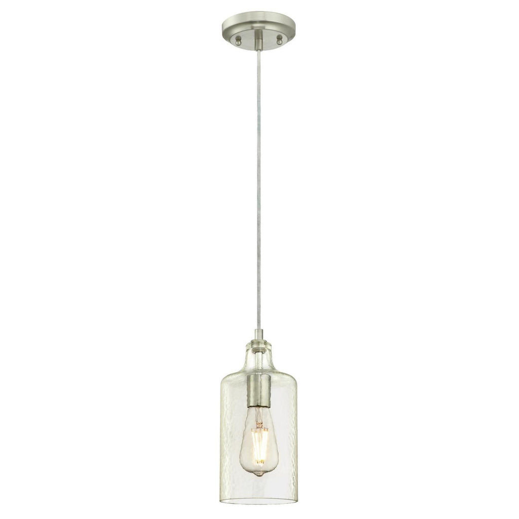 Westinghouse Lighting 6329000 Carmen One-Light Indoor Mini Pendant, Brushed Nickel Finish with Clear Textured Glass