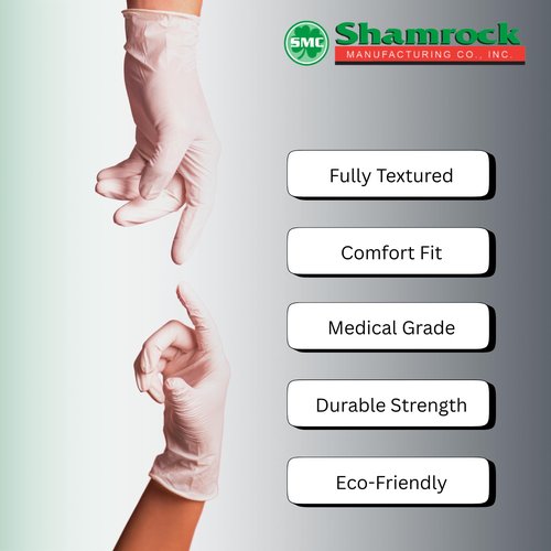 Shamrock 10112 Latex Exam Gloves, Medium, 5 Mil, Powder-Free, Full Textured, Disposable, Medical & Food Safe
