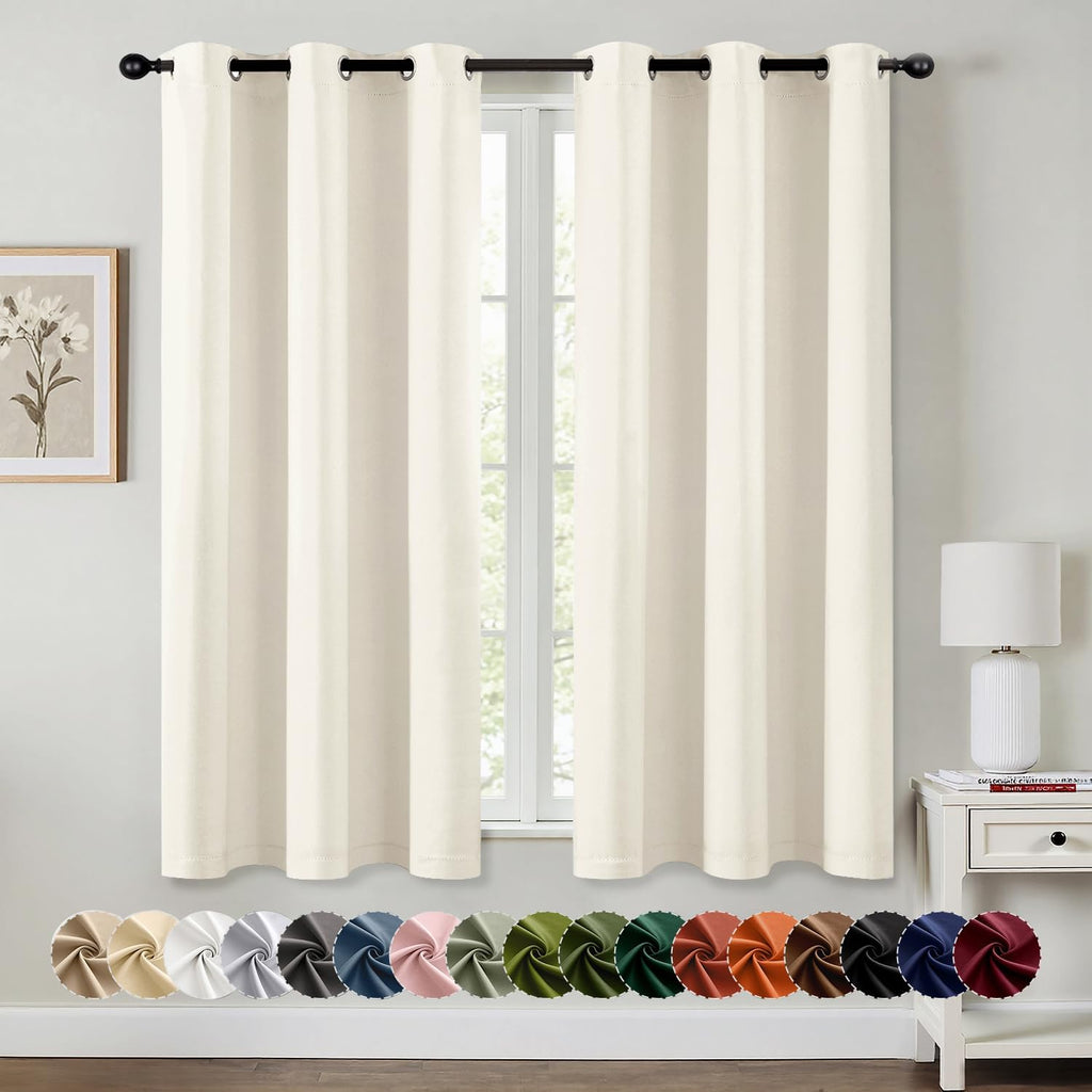 MIULEE Birch Blackout Curtains - Thermal Insulated Room Darkening Drapes | 63-Inch Grommet Panels