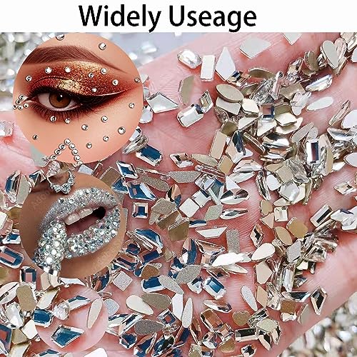 ALOCIAM 2680Pcs White Nail Rhinestones and Crystals for 3D Nail Art