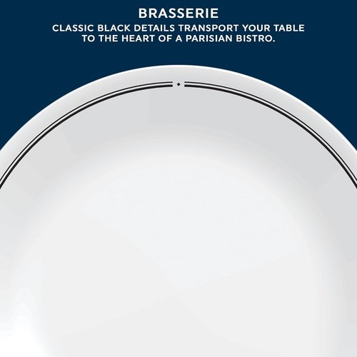 Corelle 6-Piece 8.5" Lunch Round Plates, Vitrelle Triple Layer Glass, Lightweight Round Plates, Salad Plates, Chip and Scratch Resistant, Microwave and Dishwasher Safe, Brasserie, Medium
