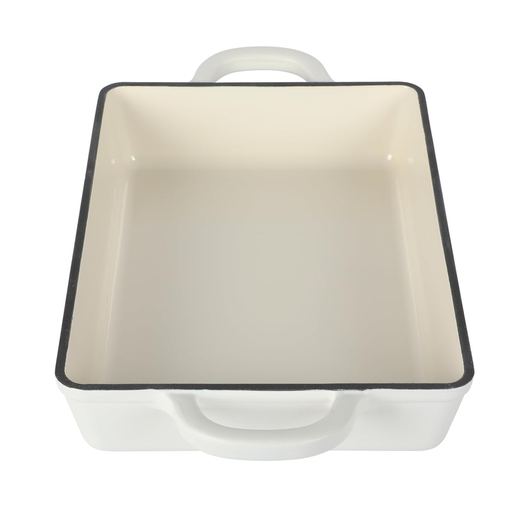 Crock-Pot Artisan 13" Enameled Cast Iron Lasagna Pan – Matte Linen White, Durable Oven Safe Bakeware