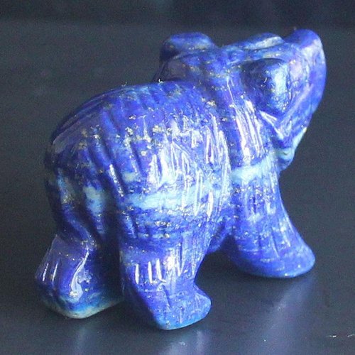 Hand-Carved Lapis Bear Figurine - Unique Mixed Gemstone Crystal Animal Sculpture