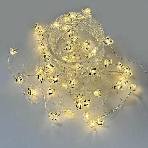 GUOCHENG 16FT 50LEDs Music Note String Lights, Music Stave Fairy Light 3AA Batteries Operated Decorative Light Strings, Musical Starry Lights for Indoor Outdoor(1 Pack)