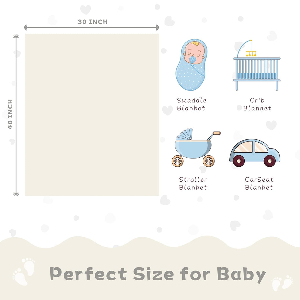 Yurhap Fleece Baby Blanket - Ultra Soft Heart Checkered Design | Cozy 30”x40” Crib & Stroller Blanket (Cream)