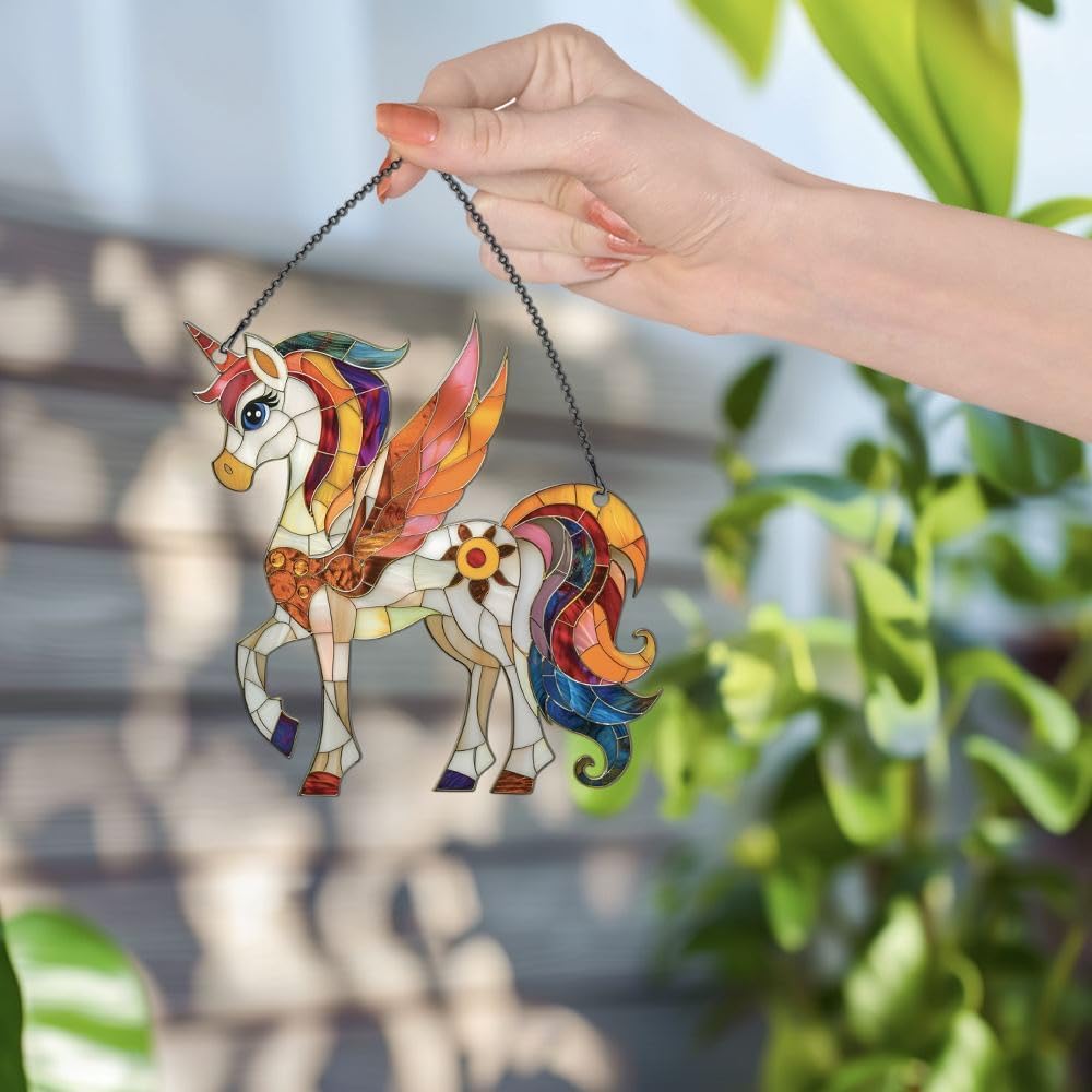 Skiennix Unicorn Ornaments - Enchanting Window Decor for Unicorn Lovers | Acrylic Christmas Hanging Decoration