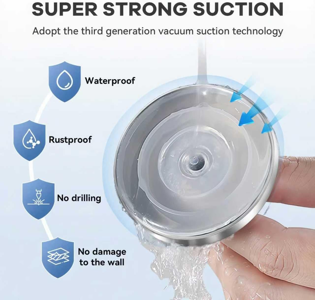 Skiennix Suction Cup Hooks - Waterproof No-Drill Bathroom & Shower Hangers | 4-Pack Silver for Towel & Loofah
