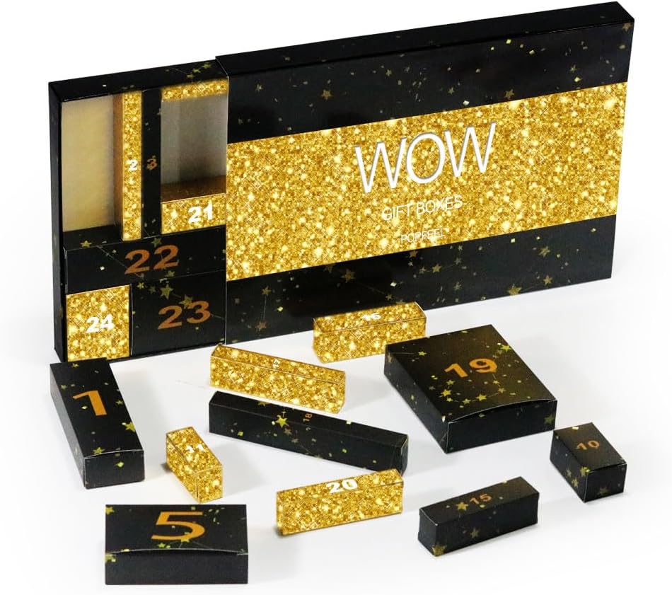 Skiennix Makeup Advent Calendar 2025 - 24-Day Countdown Gift Box for Christmas & Birthdays | Black Gold