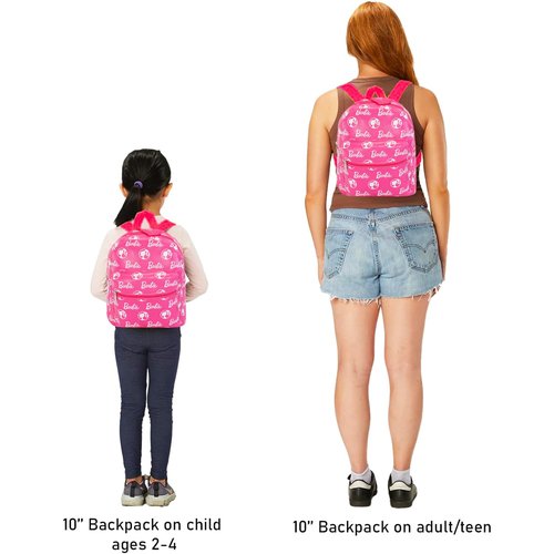 Barbie Mini Backpack for Kids Set - 10” Faux Leather Barbie Backpack with Front Pocket Plus Unicorn Button | Barbie Backpack Bundle for Girls