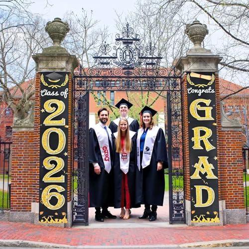 Black Gold Graduation Banner Set for Class of 2026 - Congrats Grad