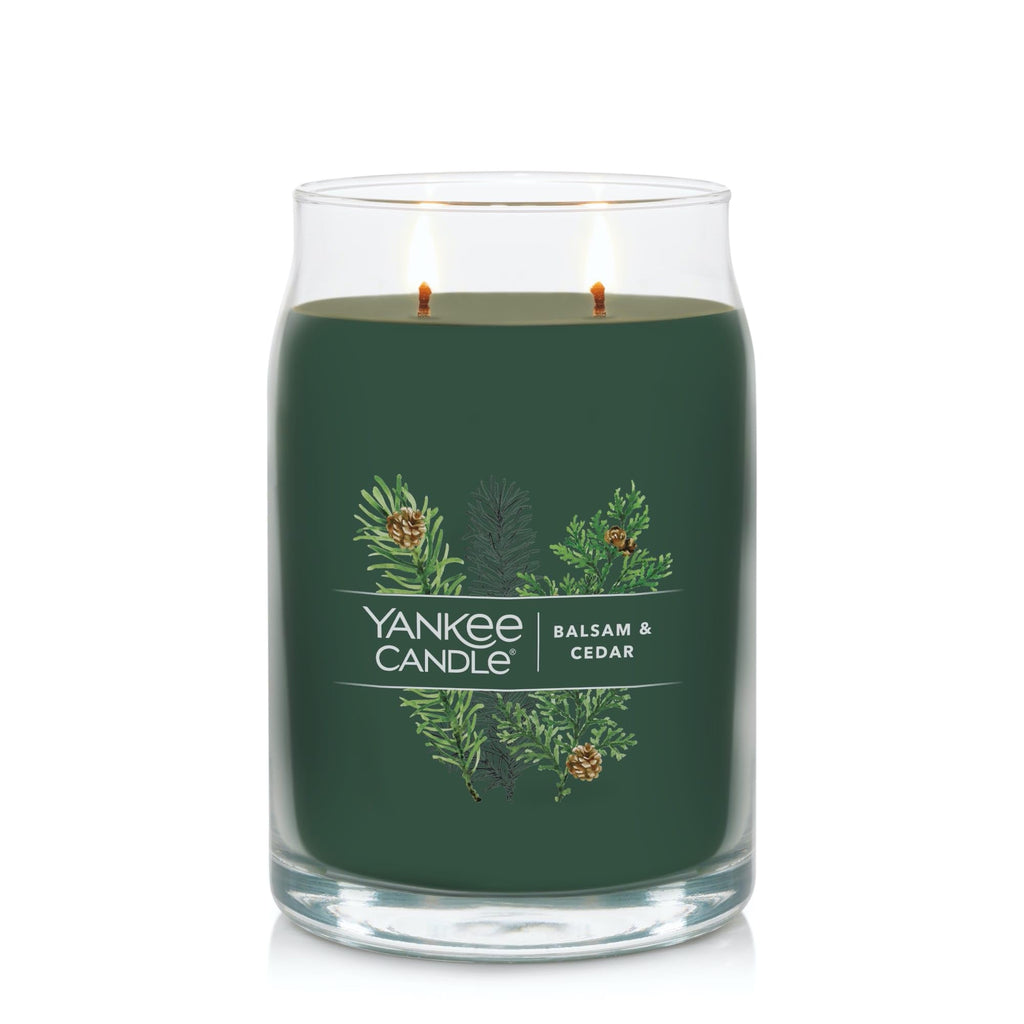 Yankee Candle Balsam & Cedar Scented Signature 20oz Large Jar 2-Wick Candle Over 60 Hours of Burn Time
