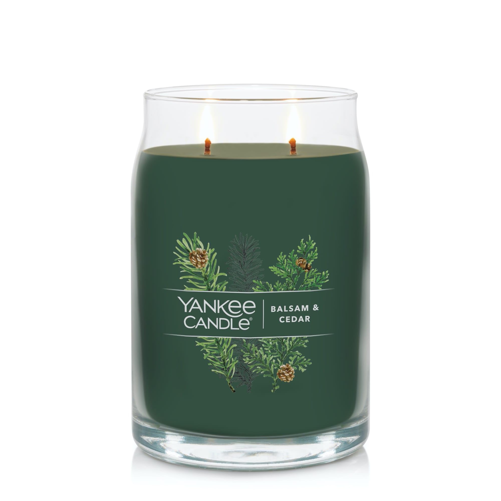 Yankee Candle Balsam & Cedar Scented Signature 20oz Large Jar 2-Wick Candle Over 60 Hours of Burn Time