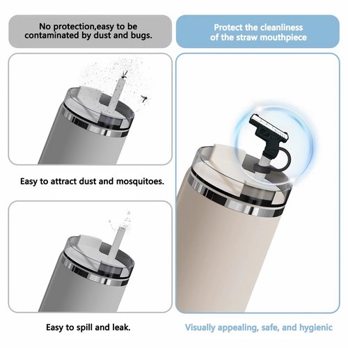 Gun Straw Toppers For Stanley Cups;Gun Straw Covers Cap Toppers Compatible With Stanley 30&40 Oz Tumbler, Reusable & Silicone Tumbler Straws Topper For 0.4 Inch/10 Mm Tips 4 Pcs