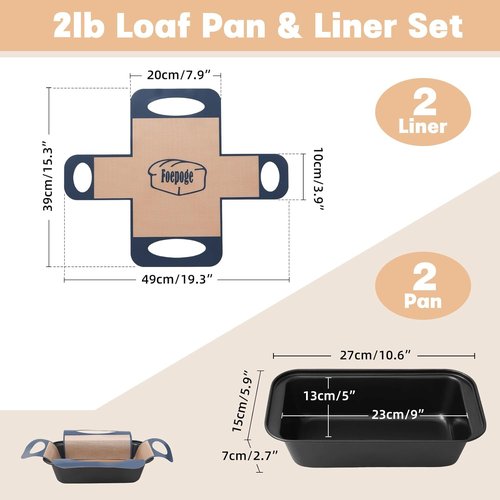 Loaf Pan Set by [Brand Name] - Nonstick 9 x 5 Inch Bread Pan with Liners for Perfect Baking