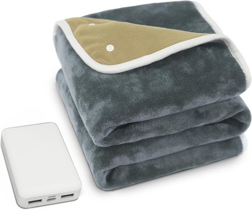 Warm Storm Heated Blanket Electric Knee Blanket, 30"x40" USB Battery Powered Fast Heating Soft Flannel Electric Blanket Throw with 3 Heat Levels & 2H Auto-Off, Warm Gift for Grandma & Grandpa, Gray