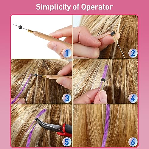 Kootinn Synthetic Hair Feather Extensions Kit with Beads and Crochet Hook