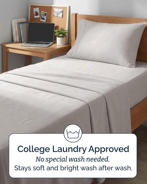 Comfy Twin XL Size 3-Piece Sheet Set by [Brand Name] | Breathable Cooling Bed Sheets - Soft, Wrinkle-Free, Deep Pockets - Light Grey
