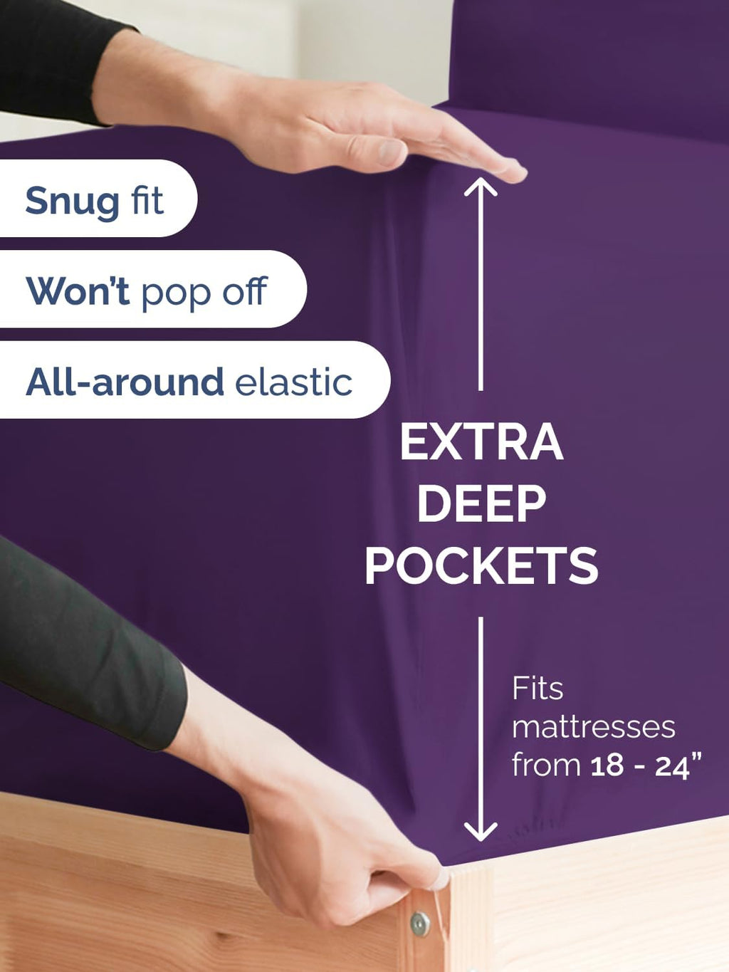 Skiennix Extra Deep King Sheet Set - 6 Piece Cooling Bedding - Soft, Wrinkle-Free, Purple